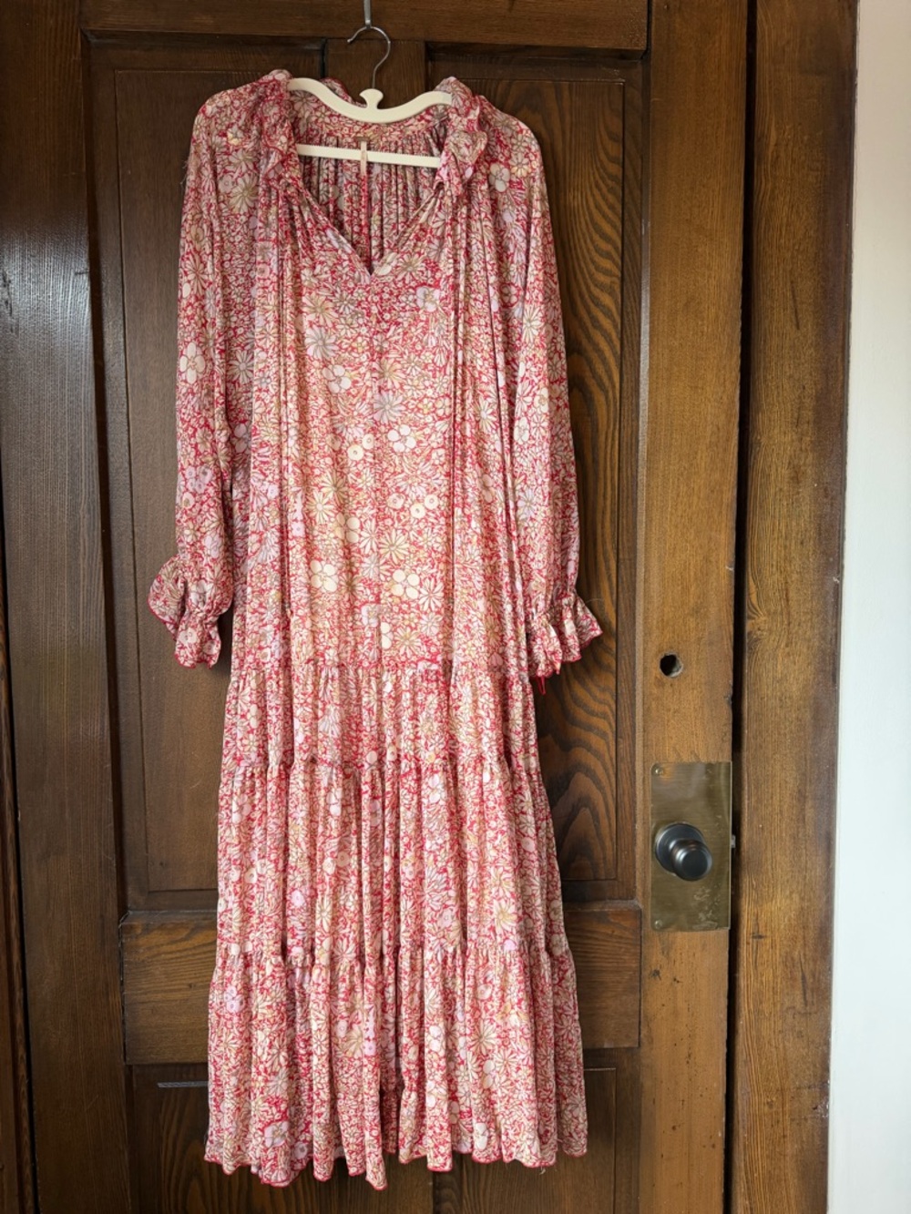 Free People Pink Floral Tiered Maxi Dress - Women's Boho Style